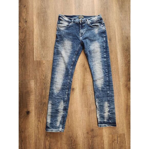 Buckle Black BKE 'Skinny Flex' men's 30x29.5* measured Acid wash whiskered dark - Picture 1 of 9